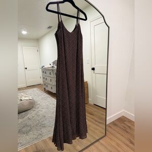 Plaid Slip Maxi Dress in Brown